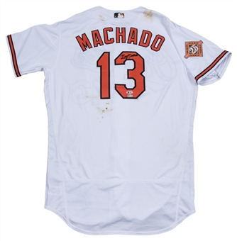 2017 Manny Machado Game Used & Signed Baltimore Orioles Home Jersey (MLB Authenticated & Beckett)